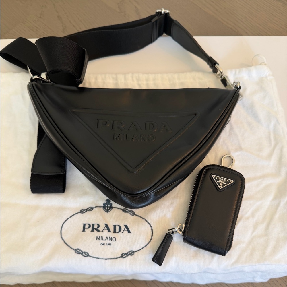 Prada Black Triangle Bag with Key Holder